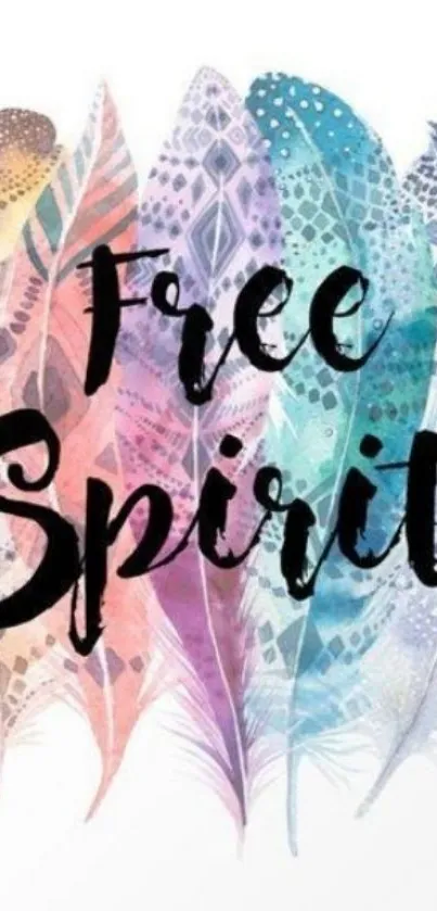 Free spirit mobile wallpaper with colorful feather design.