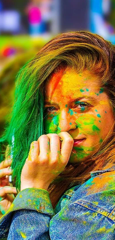 Colorful festival scene with vibrant painted faces.