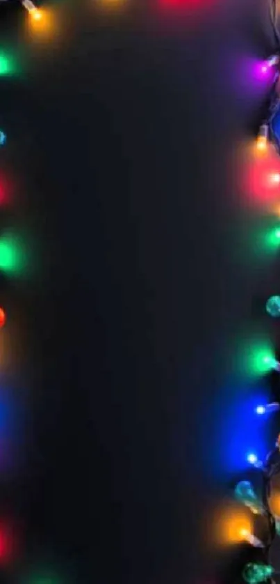 Colorful festive lights outlining dark space