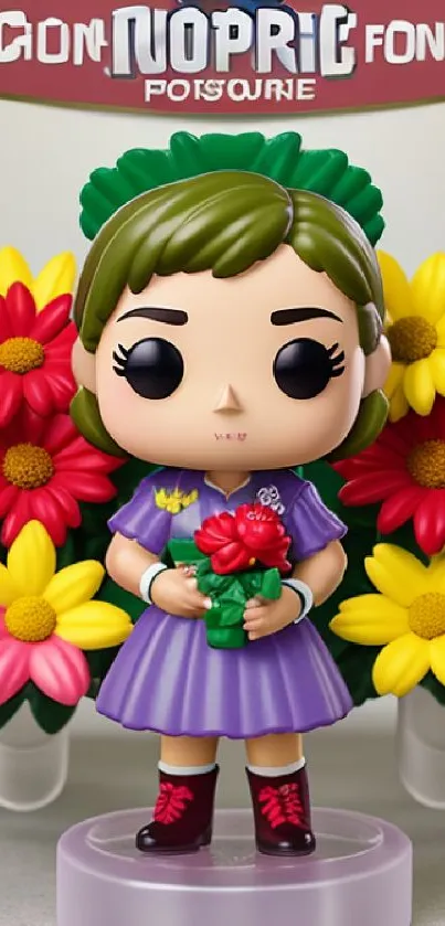 Colorful figurine with flowers mobile wallpaper.