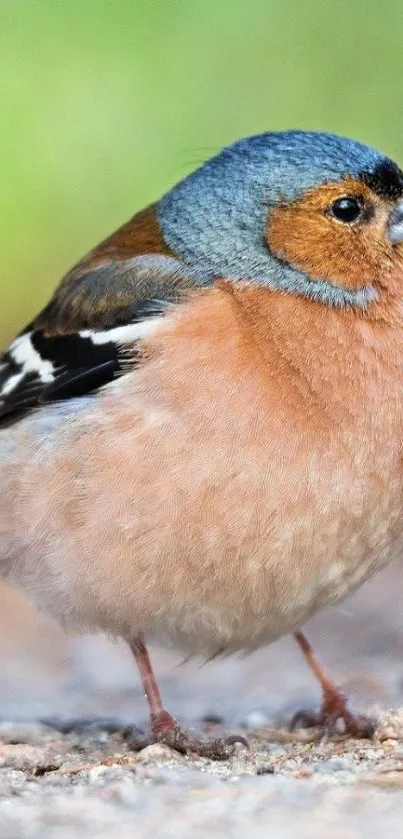 A vibrant finch bird perched on a natural background.