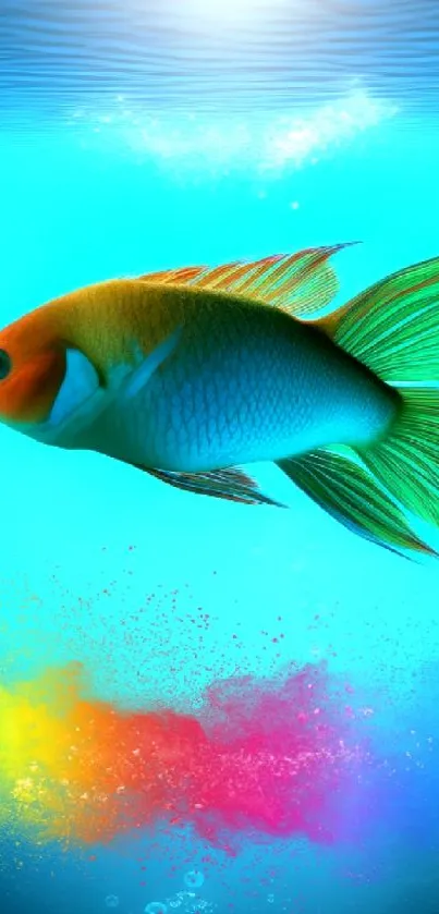 Colorful fish in vibrant underwater setting with spectrum hues.