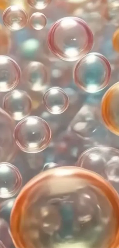 Colorful abstract bubbles floating on a mobile wallpaper.