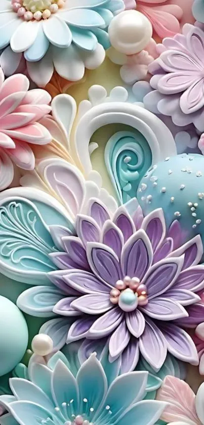 Colorful 3D floral art mobile wallpaper.