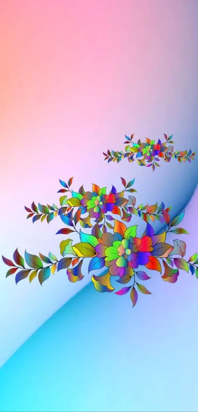 Vibrant abstract floral wallpaper with colorful design.