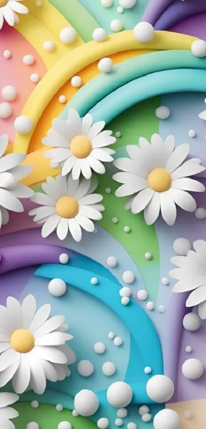 Colorful abstract wallpaper with daisies.