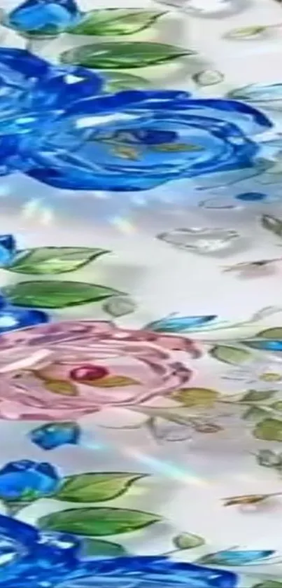 Colorful digital art with roses and leaves in vibrant colors.