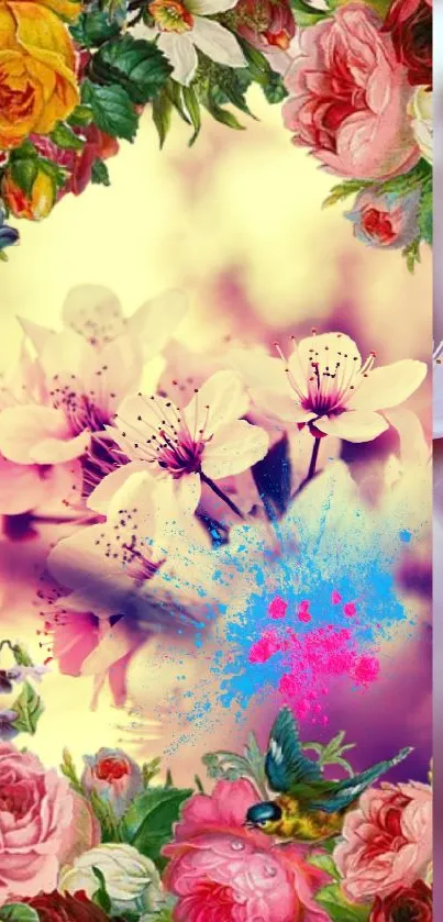Vibrant mobile wallpaper with flowers and blossoms.
