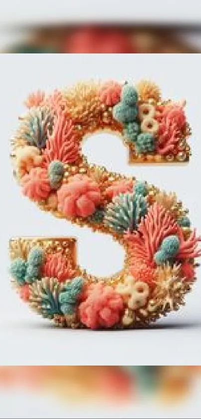 Artistic coral-themed letter S design.