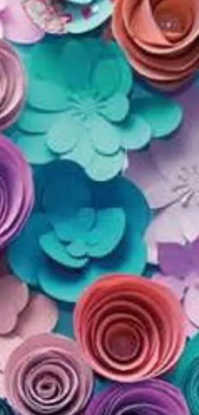 Intricate pastel colored paper flower design.