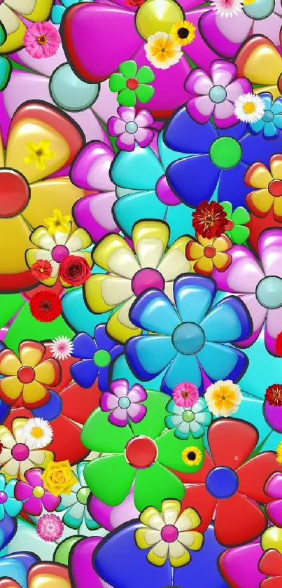 Colorful floral pattern mobile wallpaper vibrant and eye-catching design.