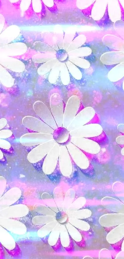 Vibrant daisy wallpaper with pink and purple hues.