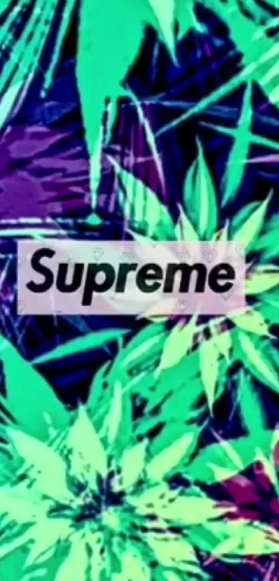 Vibrant floral street art wallpaper with "Supreme" text in bold style.