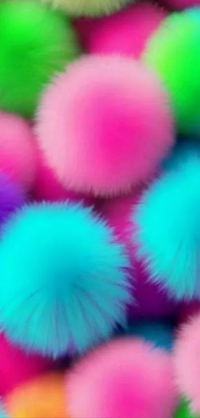 Colorful fluffy balls wallpaper with vibrant hues.