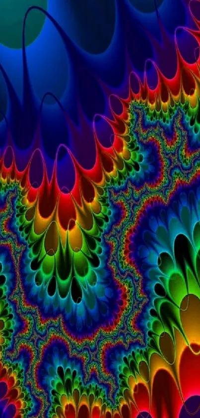 Vibrant and colorful fractal art design mobile wallpaper.