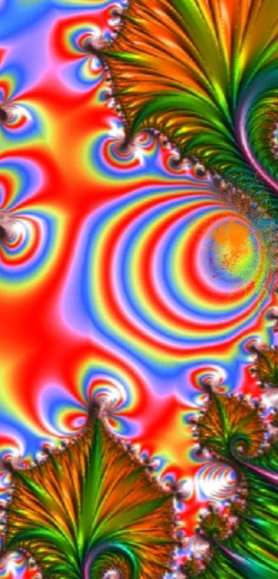 Colorful fractal art with swirling patterns and vibrant colors.