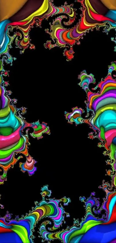 Vibrant colorful fractal pattern design with abstract shapes.