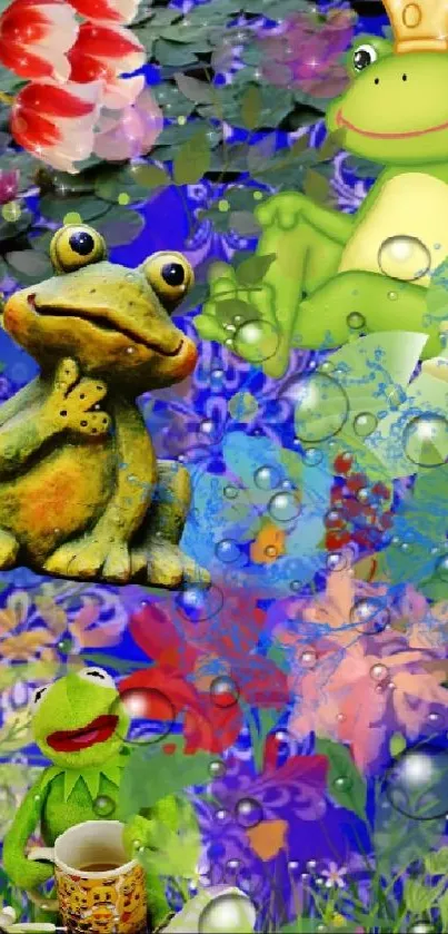 Colorful frog wallpaper with vibrant fantasy theme.