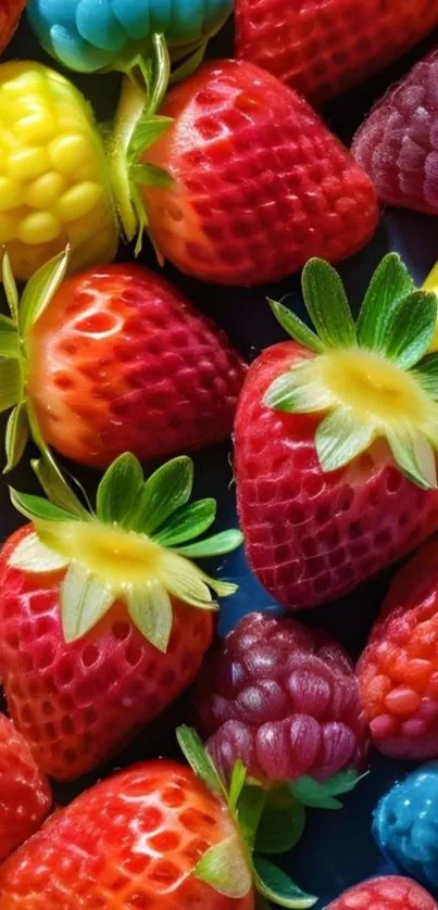 Vibrant and colorful candy-like fruit mobile wallpaper.