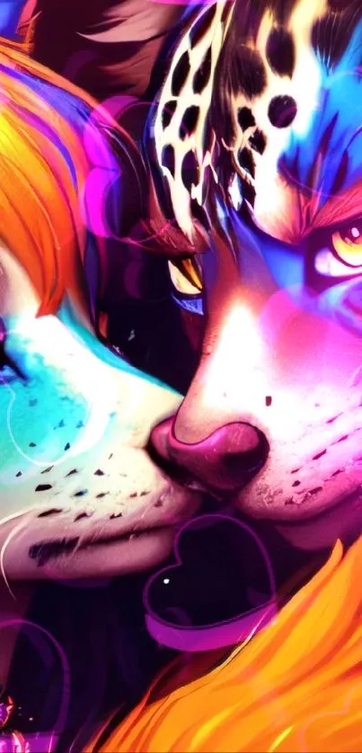 Colorful furry art wallpaper featuring fantasy creatures.