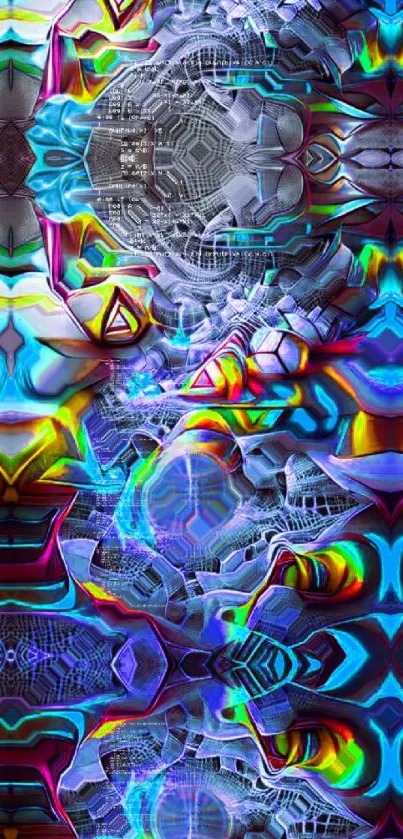 Vibrant futuristic abstract art in vivid colors for mobile wallpaper.