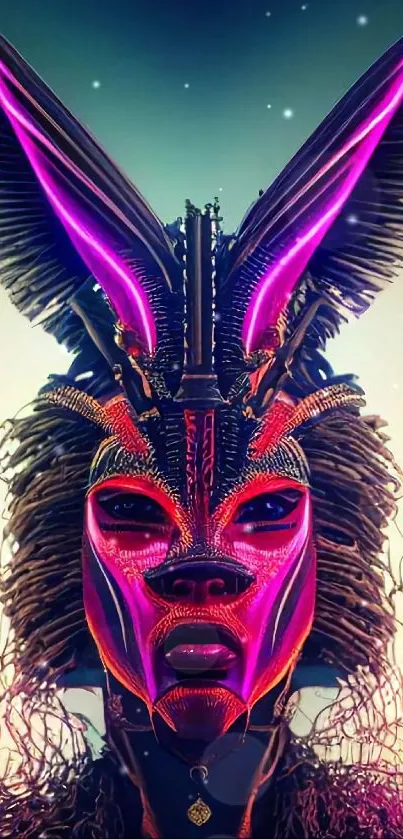 Futuristic headdress wallpaper with vibrant colors.