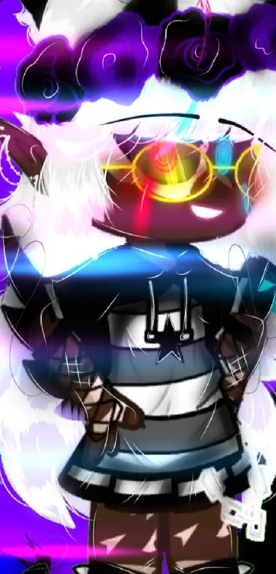 Gacha character with rainbow colors and a black background.