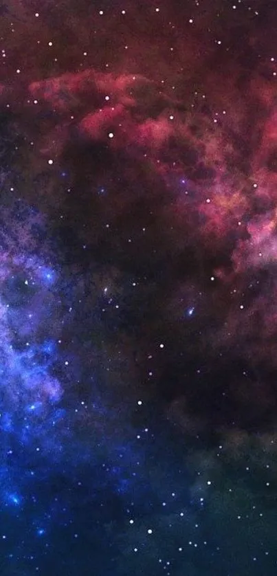 Colorful galactic sky wallpaper with nebulae and stars.