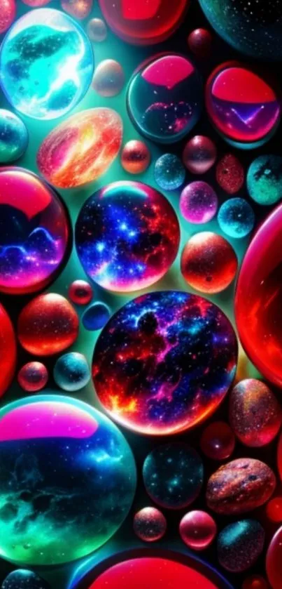 Colorful cosmic bubbles in vibrant wallpaper design.