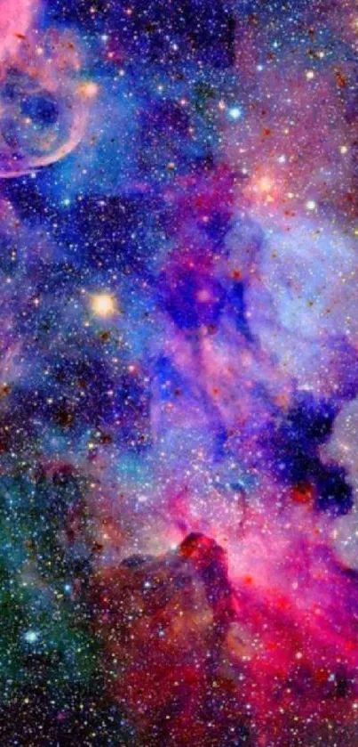 Vibrant galaxy wallpaper with colorful stars and nebulae.