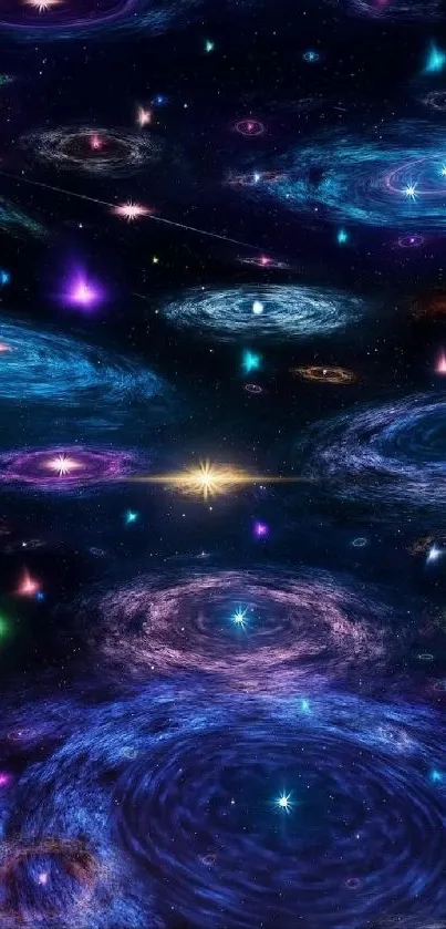 Vibrant and colorful galaxy sky wallpaper.