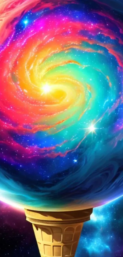 Vibrant galaxy swirl with bright stars in a fantasy space design.