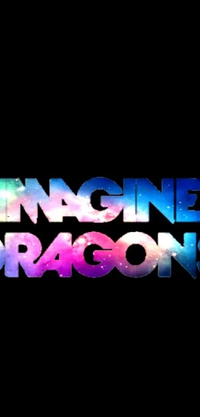 Imagine Dragons galaxy-themed text on black background.