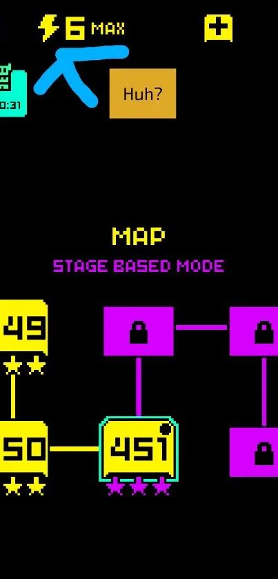 Colorful game stage map wallpaper with bright and bold graphics on mobile screen.