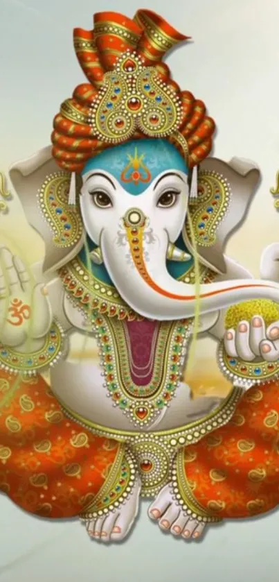 Vibrant and artistic Ganesh wallpaper art.