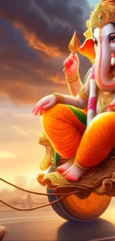 Colorful depiction of Lord Ganesha in vibrant artistic style.