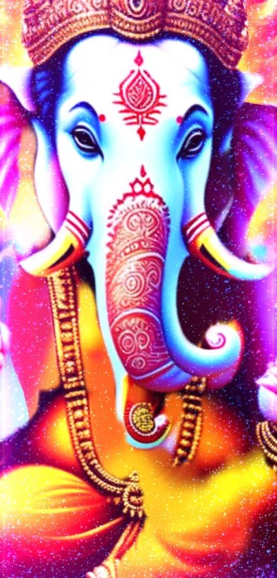 Vibrant Ganesha wallpaper with bright colors.