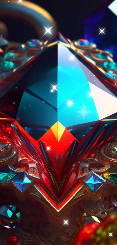 Vibrant and elegant gemstone mobile wallpaper with intricate colorful details.