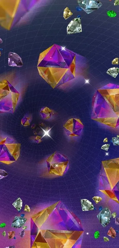 Vibrant galaxy wallpaper with colorful gemstones and deep space tones.