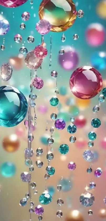 Colorful gemstone mobile wallpaper with vibrant sparkling gems.