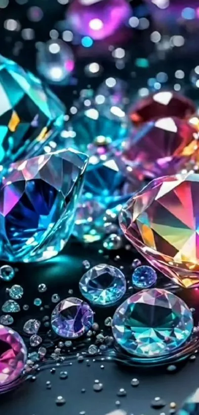 Vibrant wallpaper with colorful, sparkling gemstones.