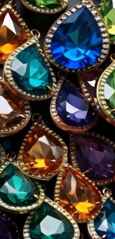 Vibrant gemstones in various colors and shapes