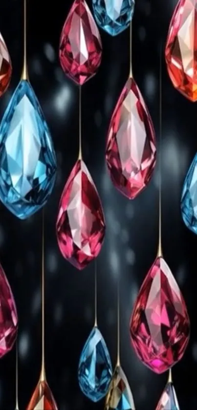 Vibrant colored gemstone pattern wallpaper.