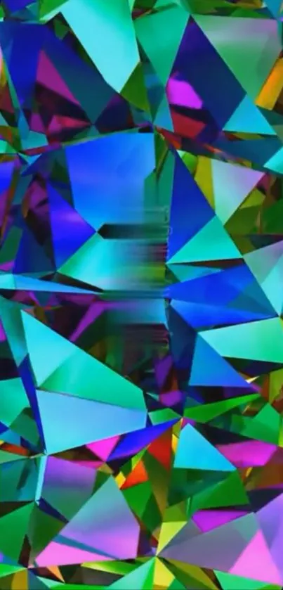 Colorful geometric abstract art with prism-like pattern.