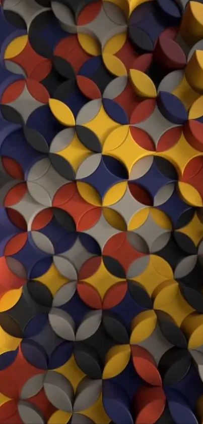 Colorful abstract geometric patterned wallpaper.