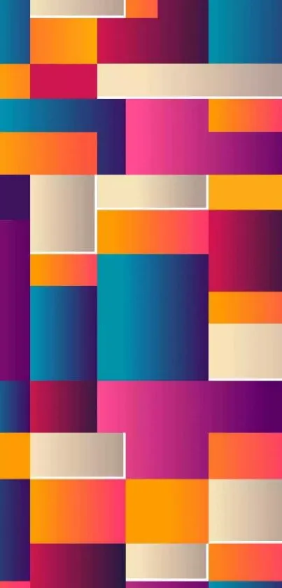 Colorful geometric blocks mobile wallpaper with vibrant abstract patterns.
