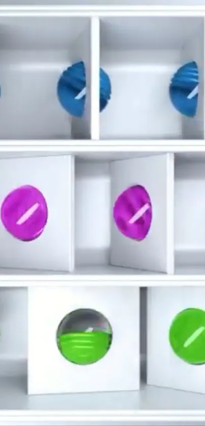 Colorful geometric balls wallpaper with abstract design.