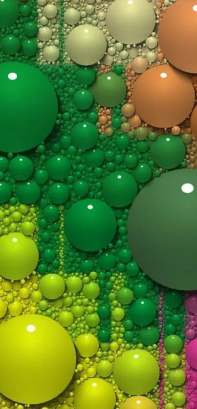 Colorful geometric bubbles in abstract design wallpaper.