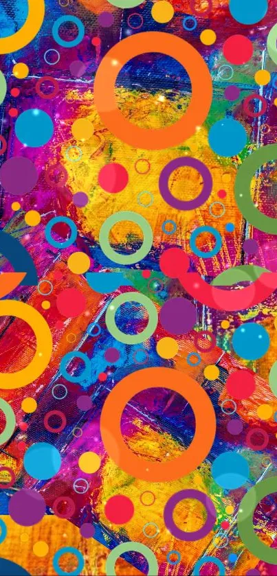 Colorful abstract mobile wallpaper with geometric circles.