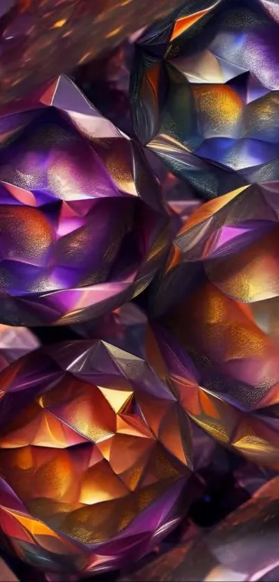 Colorful faceted geometric crystal art design.